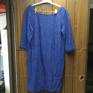 Adriana Papell blue dress, full length zipper